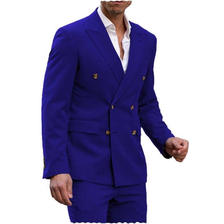Latest Royal Blue Men's Casual Suit Online Peak Lapel Buckle Button Groomsmen Suit for Formal main image 1