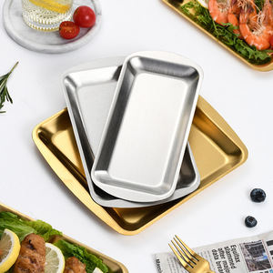 304 Stainless Steel Gold Square Tray Multifunctional Serving Tray For Hotel Coffee Tea Snack Jewelry Storage - Product Image 1