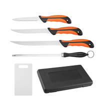 Ensemble de 6 couteaux à fileter le poisson, lames en acier inoxydable 3CR13, manches en TPR+PP, 5, 6 et 8 pouces, outils de désossage, équipement de pêche et de camping en plein air