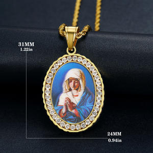 Collie-colliers récoliques en acier inoxydable, bijoux avec pendentifs de la vierge marie, réticule, avec colier - Product Image 5