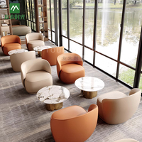 Ensemble de canapés modernes pour hall d'hôtel, réception, bureau, club d'affaires, salon VIP, avec table de négociation en cuir PU et combinaison de chaises