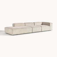Canapé d'angle modulable en velours côtelé 4 places, style moderne et minimaliste, avec rembourrage en éponge, pour hôtels, villas, maisons et appartements