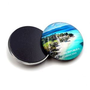 Custom 3D Round Glass Cabochon Customizable Country Dominica <b>Fridge</b> Crystal Magnet - Product Image 1