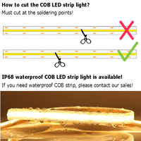 شريط إضاءة COB LED عالي الكثافة, شريط إضاءة COB 384/528LEDs/m أزرق/أخضر/أحمر خطي قابل للتعتيم DC12V/24V