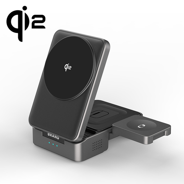 3 in 1 Magnetic Portable Foldable Qi2 Wireless Charger Stand for IPhone Airpods Apple Watch