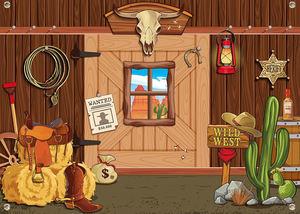 Fondo Fotográfico del Viejo Oeste, Decoración de Fiesta con Diseño de Vaqueros y Madera Rural, Personalizable para Cumpleaños Infantiles y Baby Shower - Product Image 4