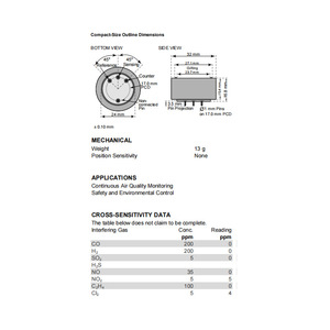 เซ็นเซอร์โอโซนเคมีไฟฟ้า Membrapor O3/C-5 0-5 ppm 3-อิเล็กโทรด ผลิตในสวิตเซอร์แลนด์ ได้รับการรับรองมาตรฐาน RoHS - Product Image 2