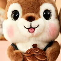 Peluche Écureuil Réconfortant – Brodé, Rembourré en Polyester et Coton PP, Cadeau Idéal pour Dormir