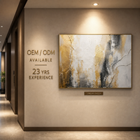 Geschmolzenes Gold Weiß Schwarz Crackle Bas-Relief Ölgemälde Wandkunst Goldrahmen Hotel Restaurant Privates Esszimmer Wanddekoration Maßanfertigung Großhandel OEM