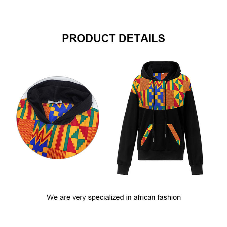 Wholesale Custom100% Cotton Heavyweight Winter Sweatshirts African Print  Kitenge Designs Men Wear Plus Size Men's Hoodies