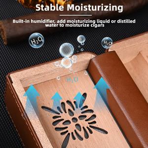 Custom Portable 7 Cigar Case Humidor de Couro Box com Built-<span class=keywords><strong>in</strong></span> Hidratante Agente Slot Lacquer Technics <span class=keywords><strong>Travel</strong></span> Humidor - Product Image 4