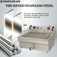 Friteuse à beignets professionnelle XINZHUOLIAN, grande capacité, en acier inoxydable, électrique, de comptoir, 4500W, 30L, à réservoir unique, pour équipement de restaurant