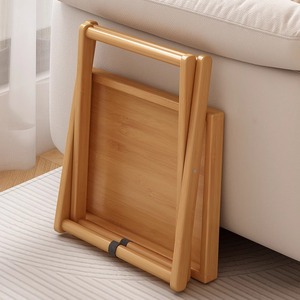 Folding <b>Side</b> <b>Table</b> Natural Wood Color <b>Mini</b> Coffee <b>Table</b> Living Room Storage Rack Balcony Creative Corner <b>Table</b> - Product Image 4