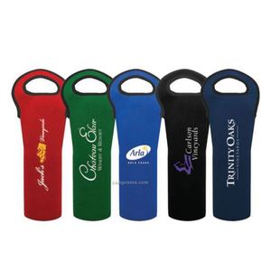 Cheap Custom Logo Printed 750Ml Single Tote Wine Carrier Sleeve Cooler Bag Insulated Thermal Neoprene Wine Bottle Bag - Product Image 2