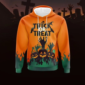<span class=keywords><strong>Sudadera</strong></span> con Capucha para Hombre, Diseño Otoñal de Halloween, Color Naranja, Tejida, Ecológica, Resistente al Viento, con Bolsillo, 100% Poliéster - Product Image 1