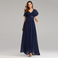 Robe Plissée Ample Col V Manches Courtes en Mousseline Couleur Unie Élégante pour Soirée et Cocktail Été 2025