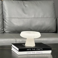 Bol de service en marbre naturel poli, plateau en pierre à base haute pour fruits, bijoux, rangement, décoration intérieure, garantie 1 an pour villa et hôtel