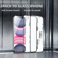 Lot de 2 protections d'écran en verre trempé 9H 9D, couverture complète, installation facile, compatible avec les coques, pour 18 17 16 15 14 13