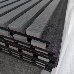 Panneaux muraux à lattes en bois noir Panneaux muraux acoustiques insonorisés et antibruit pour la maison - Product Image 4