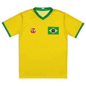 Maglia Sportiva del Brasile – Maglietta da Calcio Classica Gialla con Bandiera Nazionale - Product Image 1