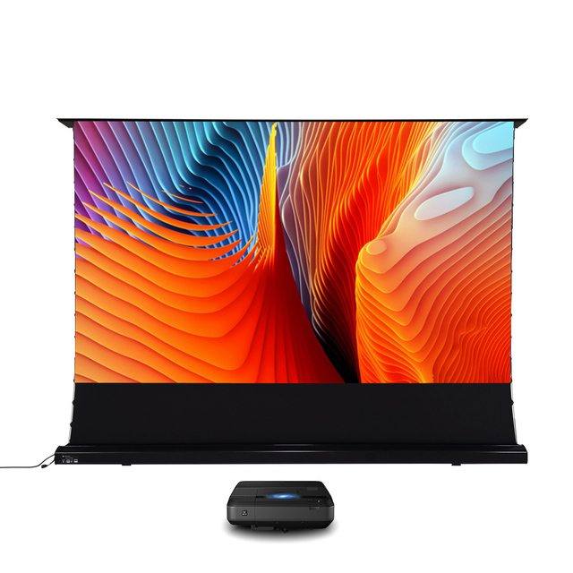 Top Quality 84 Inch - 120 Inch ALR T-prism Floor Rising Projector Screen Motorized for Ultra Short Throw Laser Projector 4k