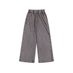 Pantalon de survêtement épais à coupe droite 450GSM Batik lavé, cargaison euro-américaine avec détresse - Product Image 1