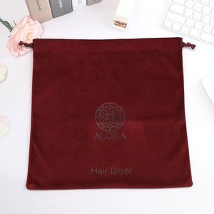 Custom Logo Printing Large Red Velvet Hair Dryer Packaging Dust Bag Soft Wedding Party Favor <b>Gift</b> Storage Drawstring Dust Pouch - Product Image 2