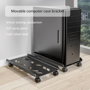 4 Caster Roller Wheels Plastic Computer Chassis Bracket Holder Mobile CPU Computer Tower Stand