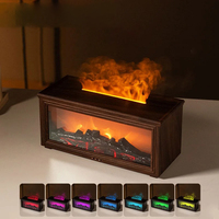 Nouveau Diffuseur d'Arômes Flamme Colorée Mini Cheminée 280ml, Humidificateur d'Air Sans Eau à Arrêt Automatique avec Minuteur et Télécommande pour la Maison et Cadeau