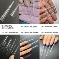 Boîte à ongles rose noir blanc violet transparent No C XX carré Logo personnalisé pointes d'ongles XXL cercueil Stiletto boîte à ongles vide
