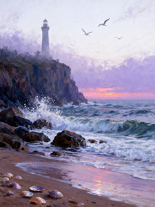 Modern Seascape <strong>Lighthouse</strong> Beach Landscape Canvas Print <strong>Painting</strong> with Digital Printing Eco-Friendly Wall Art for Living Room - Product Image 4