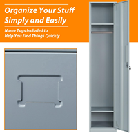 Armoire de rangement moderne en acier à 1 porte verrouillable en métal pour la maison, le dressing et la salle de sport 71 _ Employés Couleur grise