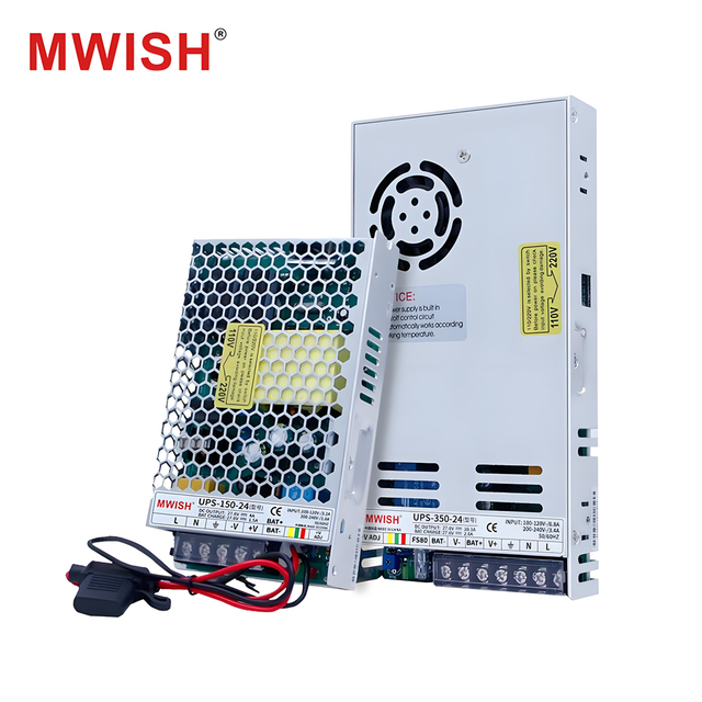MWEL UPS 60-350W 12V/24V DC Uninterruptible Power Supply with Battery Charger for Security Camera Door Lock Data Storage