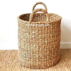 Cesta de Almacenamiento de Seagrass Hecha a Mano de Primera Calidad para Decoración del Hogar, Organizador Tejido Natural para Ropa Sucia y Juguetes - Product Image 1