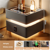 Table de chevet moderne minimaliste intelligente avec LED, fonctions de charge sans fil Bluetooth, en bois massif, pour chambre à coucher