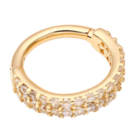 Eternal Metal Or massif 14K Classique Double rangée Pavé de zircone cubique Segment articulé Clou d'oreille et de nez Cadeau de mariage et de fiançailles