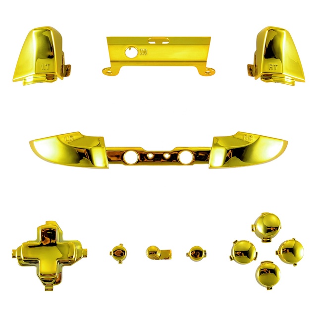 Custom Chroming Gold (Around Guide) Full Button Kits Controller Dpad Action Button for XBox One S X Controller Game Accessories