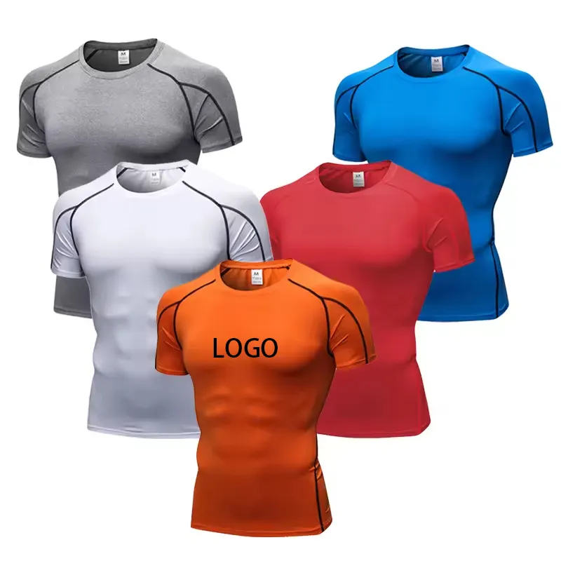 Custom 2024 fashion fitness sport in stock high quality mens Long Sleeve Compression Base-Layer running gym t shirt