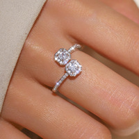 Bague de luxe pour femme, ajustable, en zircon, design torsadé à deux pierres, plaqué or 14 carats, bijoux en laiton, cadeau pour la Saint-Valentin