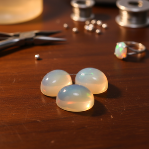 Venta al por mayor de ópalos de fuego naturales de primera calidad, cabujones ovalados lisos, sueltos, certificados por terceros, sin tratamientos, para joyería DIY. - Product Image 3