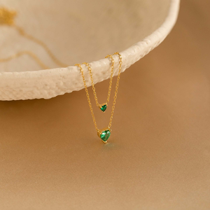 Dainty Heart Birthstone <b>Necklace</b> | 18K PVD Gold Plated Stainless Steel CZ Pendants | Waterproof, Hypoallergenic & Tarnish Free - Product Image 6