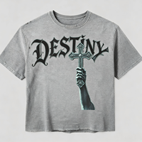 T-shirt surdimensionné pour homme, style grunge streetwear, imprimé croix gothique, gris délavé vintage, effet usé