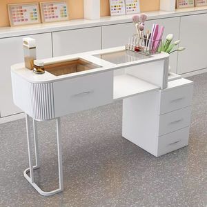 <span class=keywords><strong>Table</strong></span> de <span class=keywords><strong>manucure</strong></span> moderne et luxueuse simple <span class=keywords><strong>Table</strong></span> à ongles <span class=keywords><strong>pliante</strong></span> en verre japonais blanc avec rangement simple et lumière en métal durable - Product Image 3