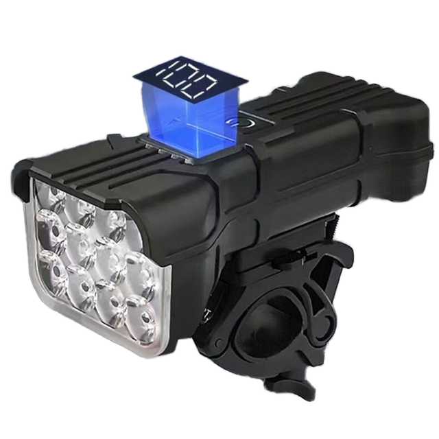 High Brightness LED Bike Light Night Riding Bicycle Headlight Digital Display Flashing for Safety USB Car Light Accessories