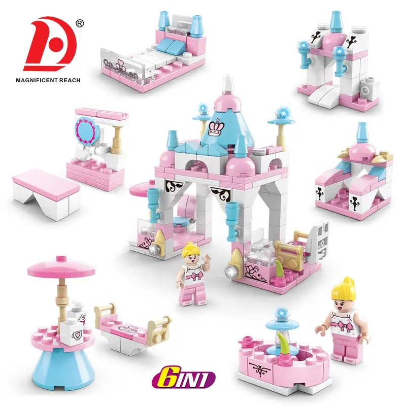 HUADA 2023 Girl's Favorite DIY Gift Plastic Building Blocks Bricks Set Princess Castle Toys