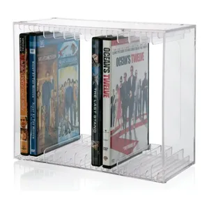 Rõ ràng hình chữ nhật Acrylic Album kỷ lục chủ hiển thị Vinyl kỷ lục Kệ DVD Organizer với cao su chân văn phòng nhà giữ 14 trường hợp