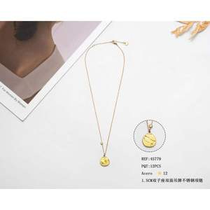 Collar de acero inoxidable de doble cara con colgante de 1.5 cm para mujer - Product Image 3