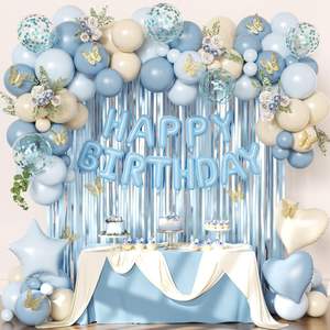 Ensemble d'arche de ballons bleus de 12 pouces avec <span class=keywords><strong>guirlande</strong></span> de lettres, écologique, facile à assembler, décorations pour fête d'<span class=keywords><strong>anniversaire</strong></span> - Product Image 1