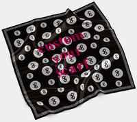 Foulard en soie noir et blanc personnalisé avec motifs à pois, écharpe pour cheveux, écharpe pour le cou, accessoire de sac pour femmes