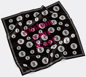 Foulard en soie noir et blanc personnalisé avec motifs à pois, écharpe pour cheveux, écharpe pour le cou, accessoire de sac pour femmes - Product Image 1